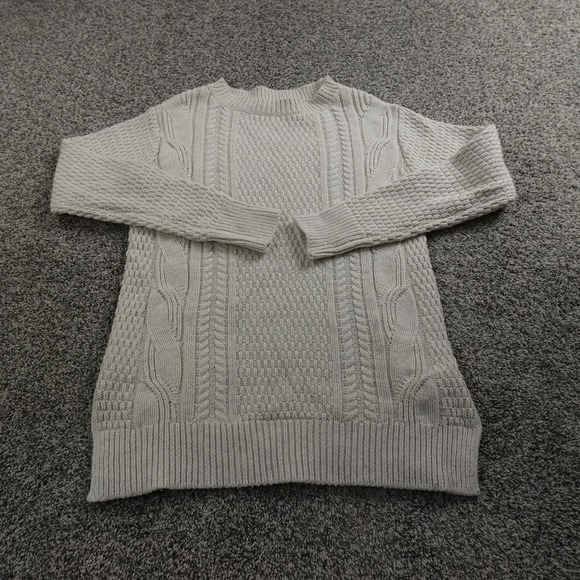 Gap Sweater Womens XS White Chunky 3D Cable Knit Pullover Crewneck Fisherman Top - Picture 2 of 12